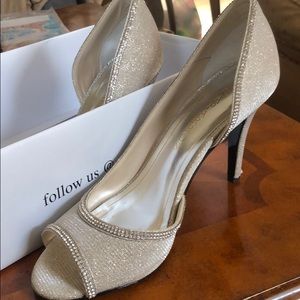 caparros nude glimmer heels